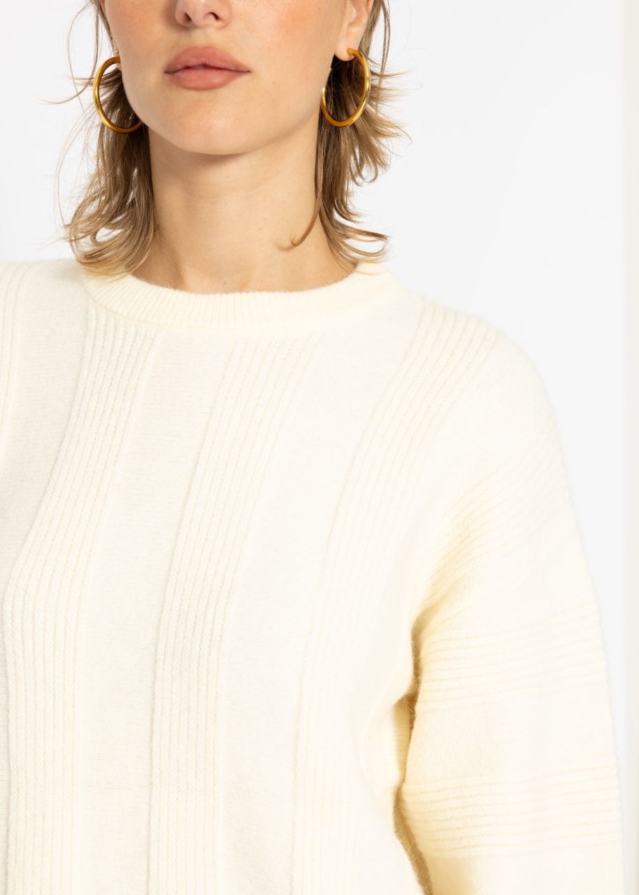 Jumper with ribbed stripe pattern - offwhite