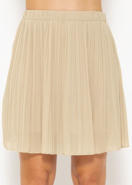 Chiffon pleated skirt, beige