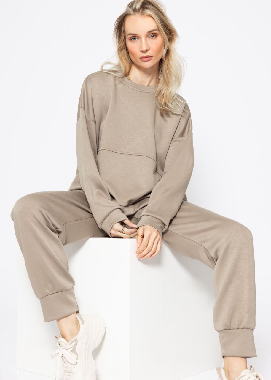 Soft jogging trousers - taupe