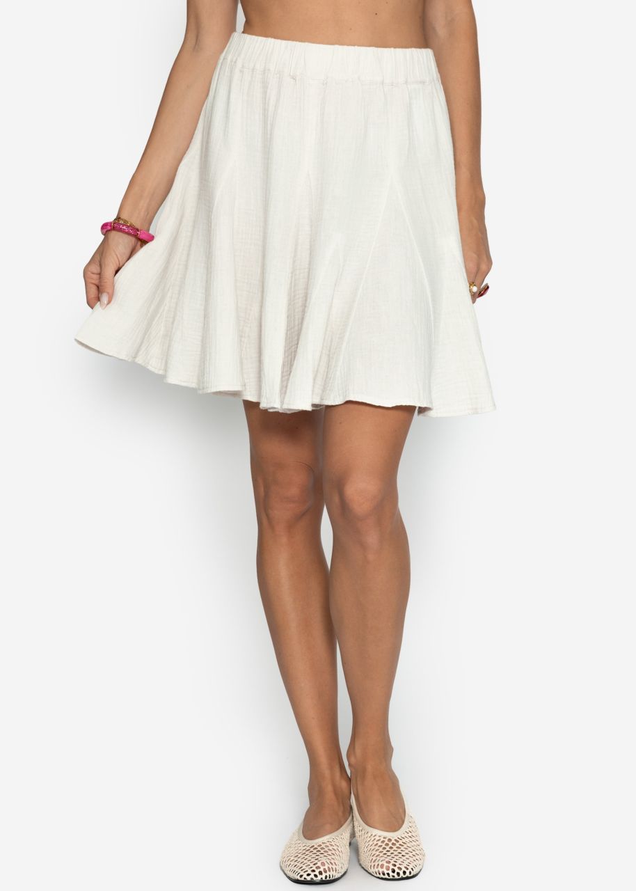 Muslin skirt with godet pleats - light beige