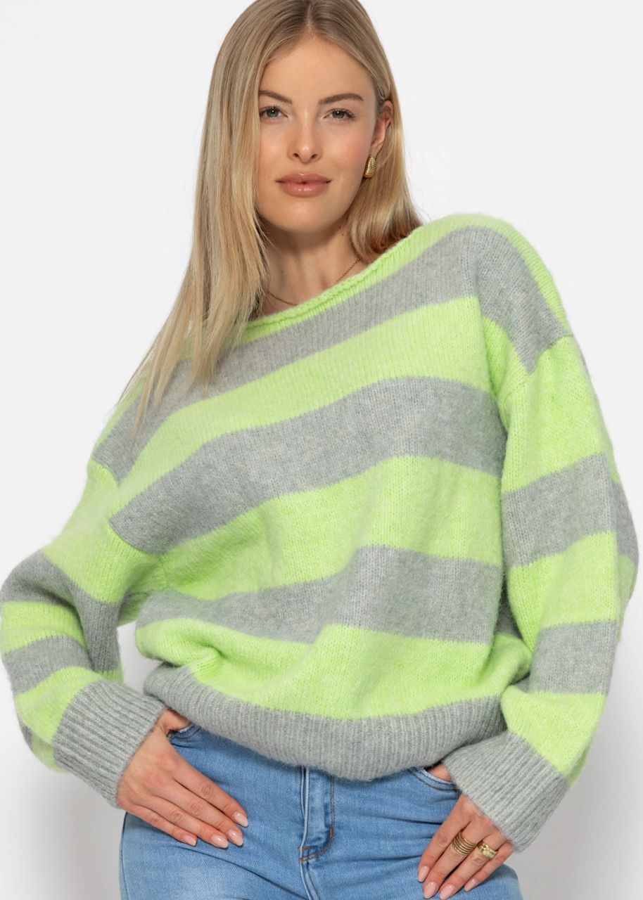 Sweater with block stripes - green