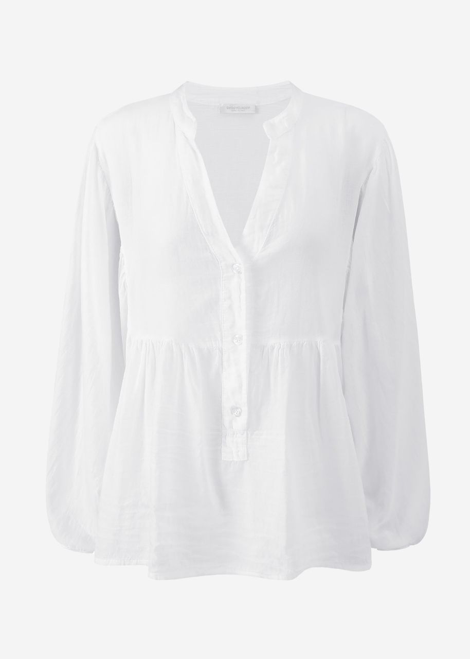 Oversize cotton voile blouse - white