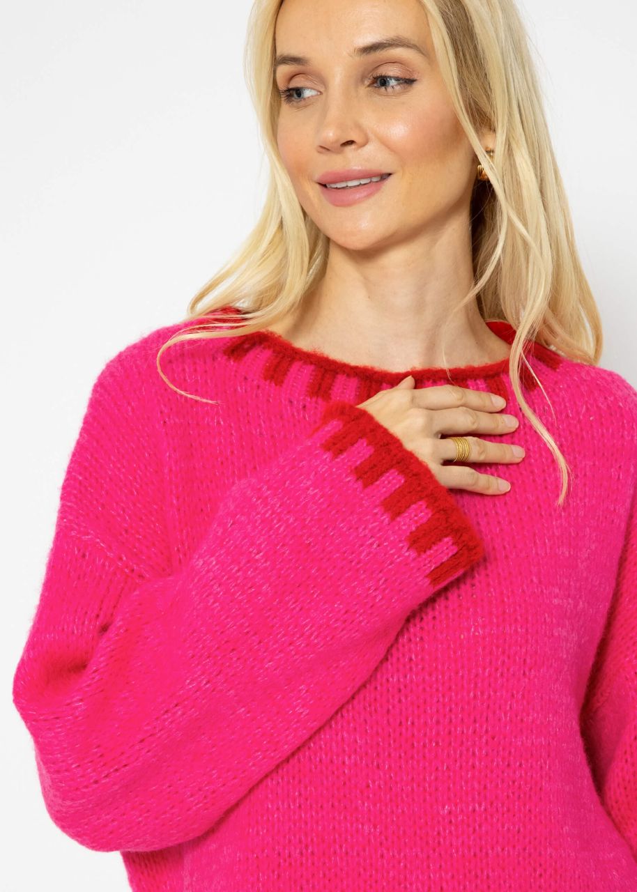 Jumper with red details - pink