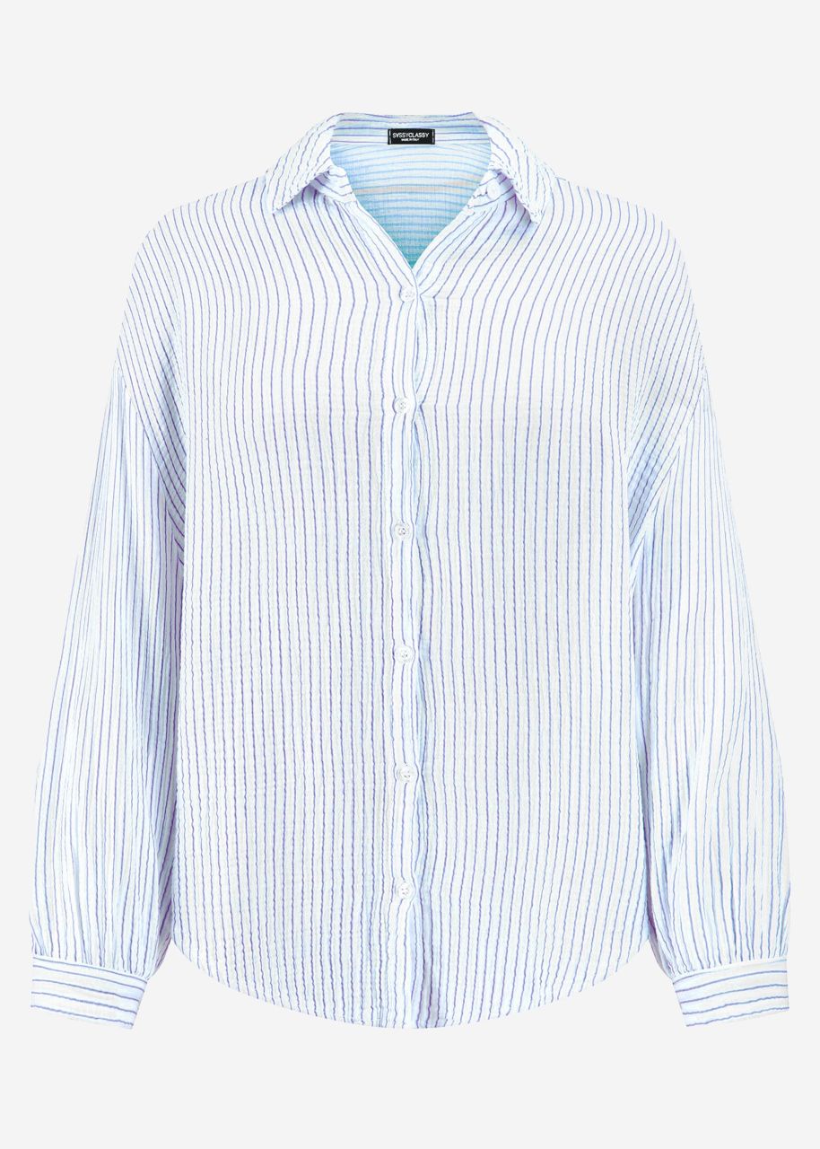 Striped muslin blouse - offwhite-blue