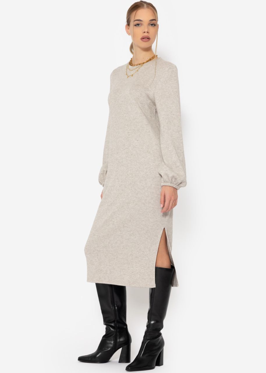 Super soft jersey dress in midi length - taupe