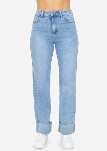 Highwaist jeans with straight leg - light blue