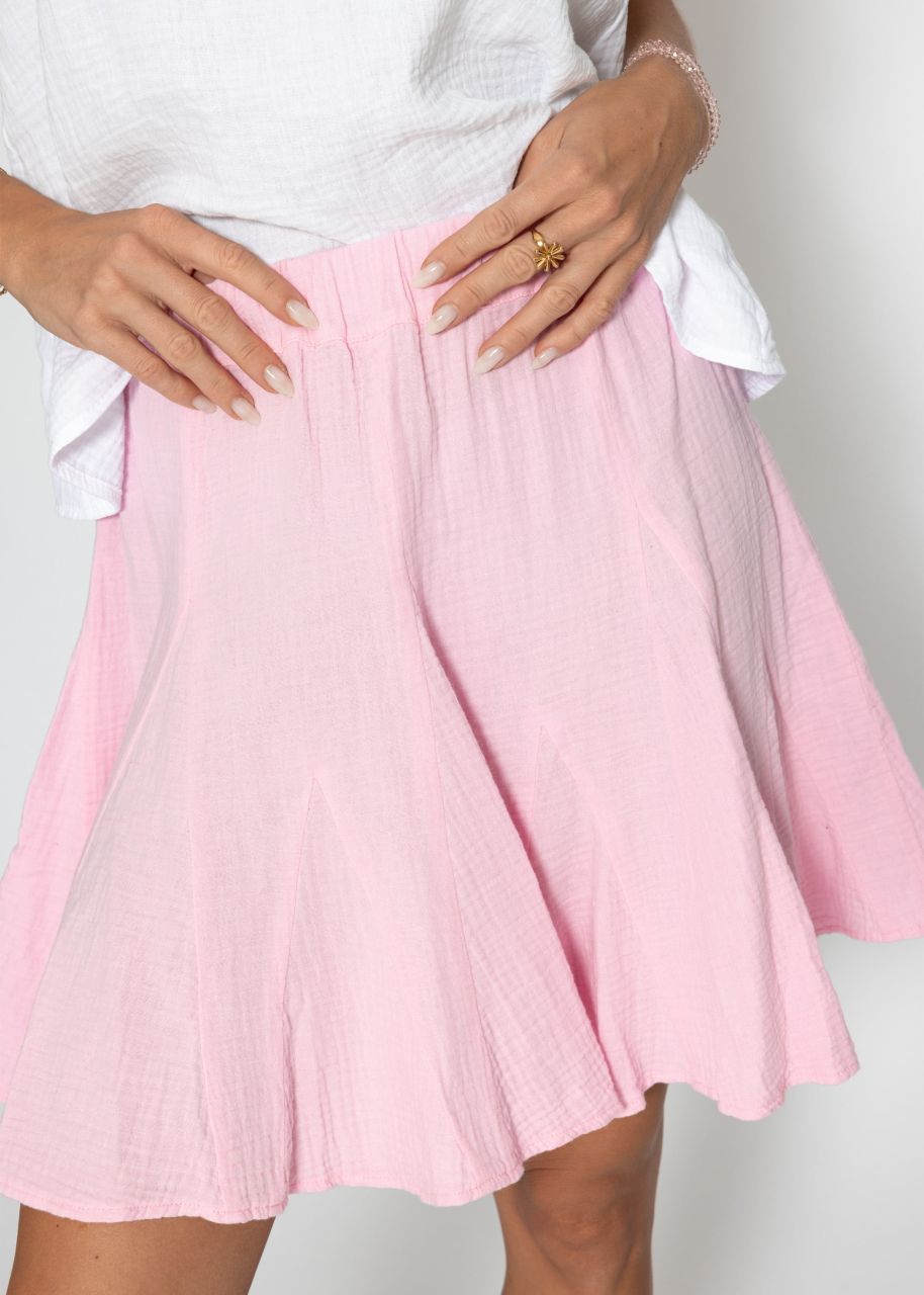 Muslin skirt with godet pleats - pink