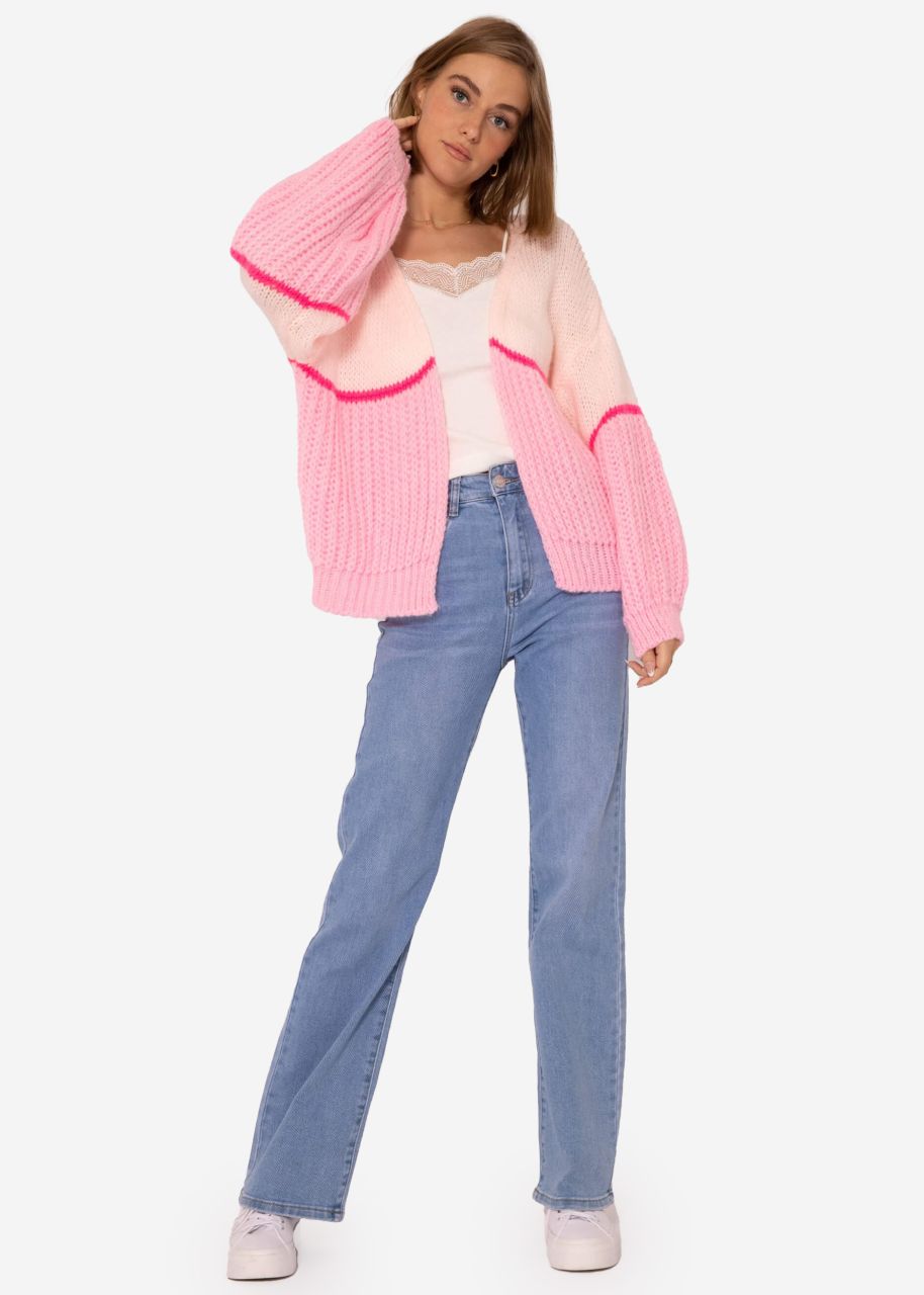 Cardigan with pink stripes, pink