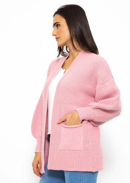 Soft Strick Cardigan mit Taschen - rosa