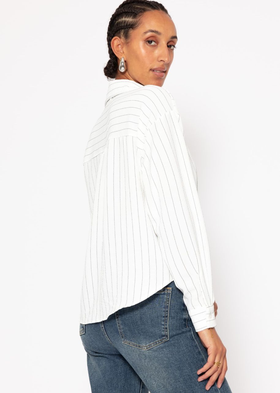 Striped blouse with knot - white