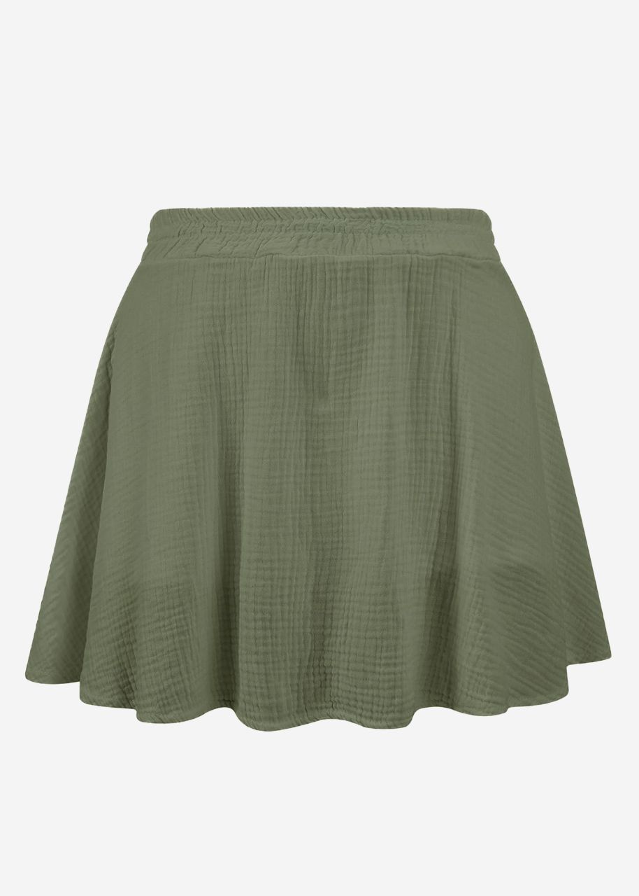 Muslin skirt-shorts, khaki