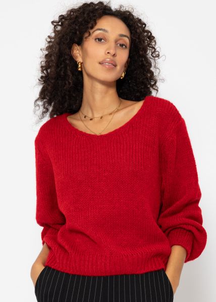 Jumper with V-neck - red