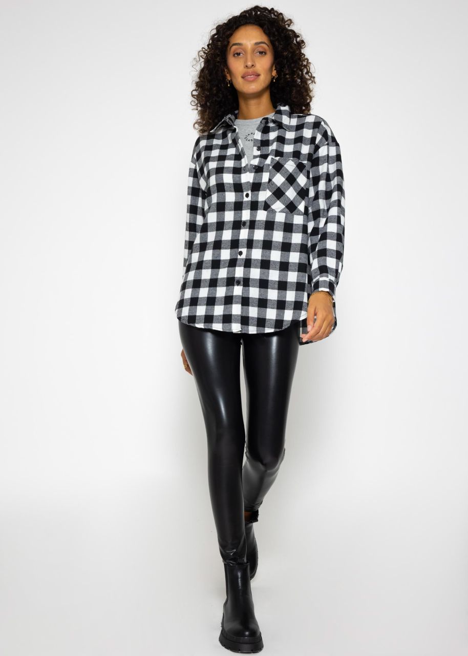 Checked blouse shirt - black and white