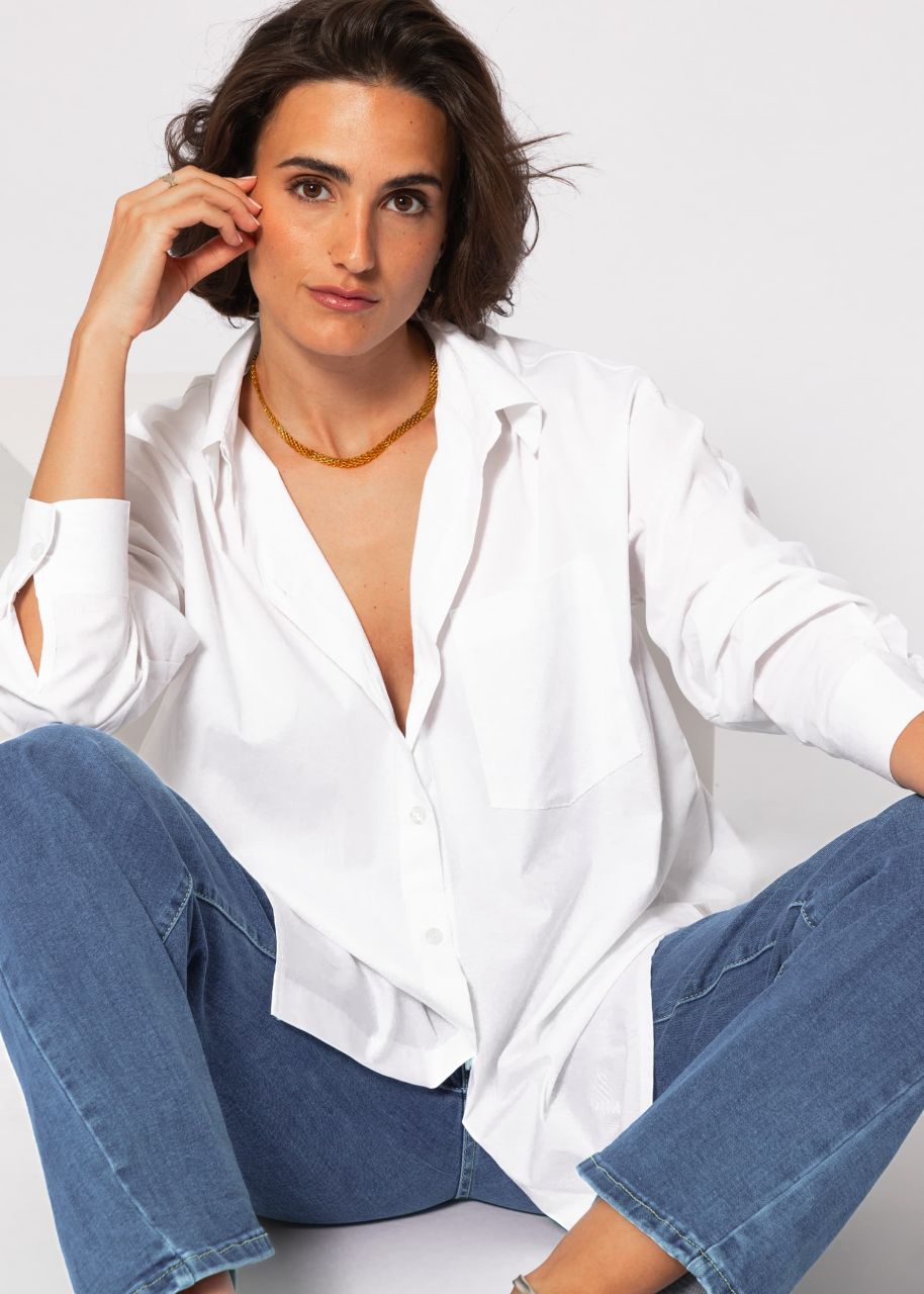 Long cotton blouse - white