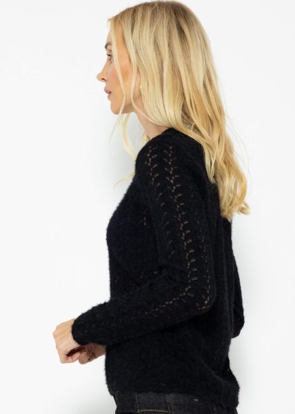 Jumper in extravagant soft lace - black
