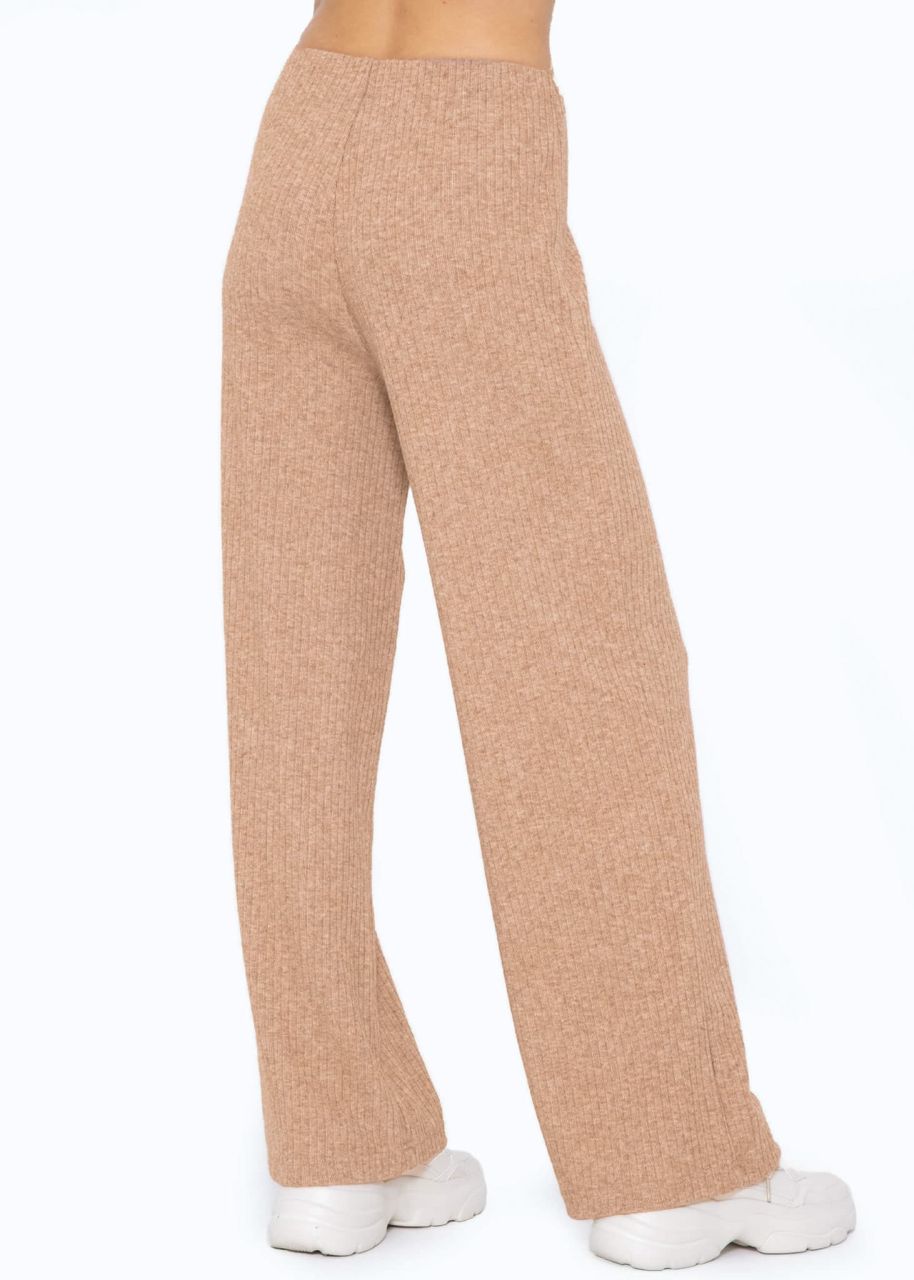 Ribbed trousers with wide leg, taupe