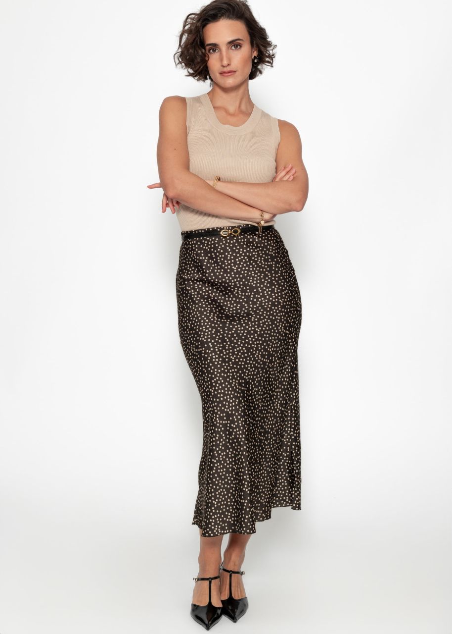 Satin skirt with polka dot print - black