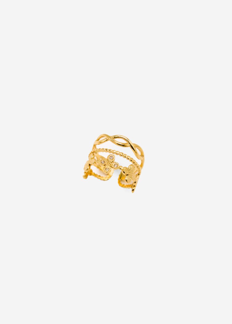 Ring with triple design - gold