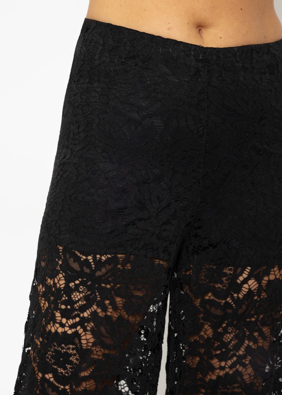 Jersey lace trousers - black