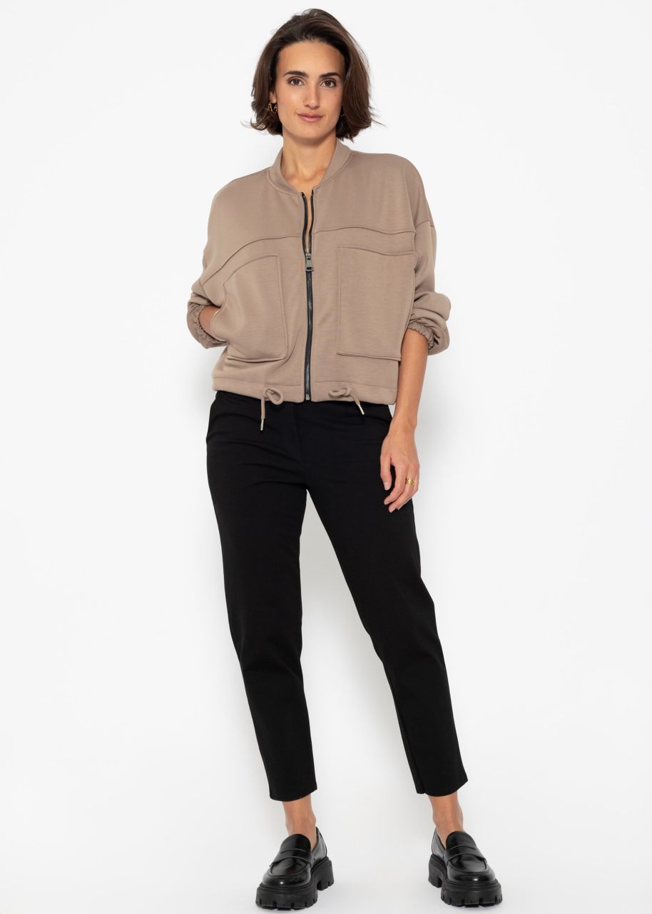 Sweat jacket with patch pockets - taupe