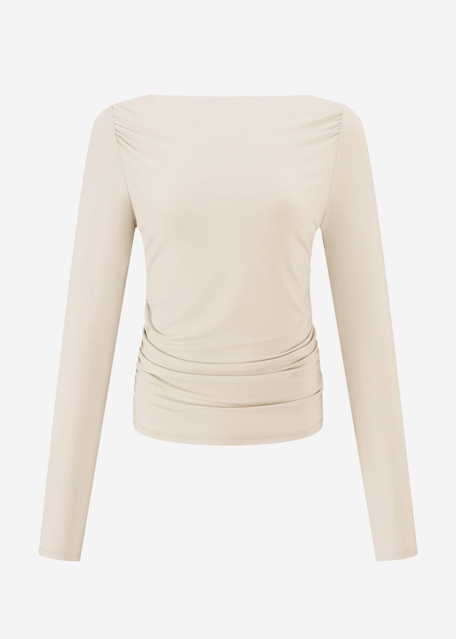 Long sleeve shirt with ruffles - beige