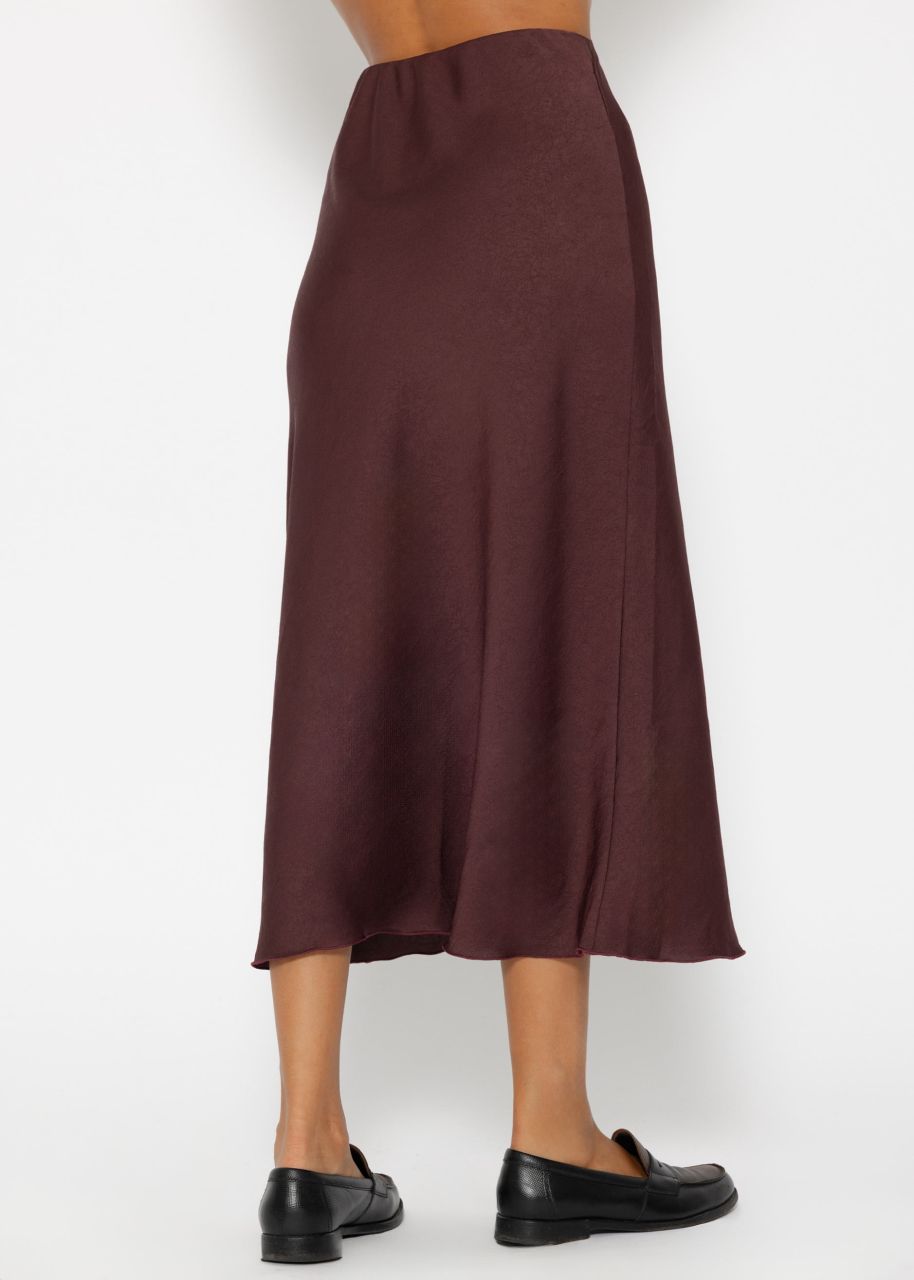 Satin skirt in crash look - burgundy