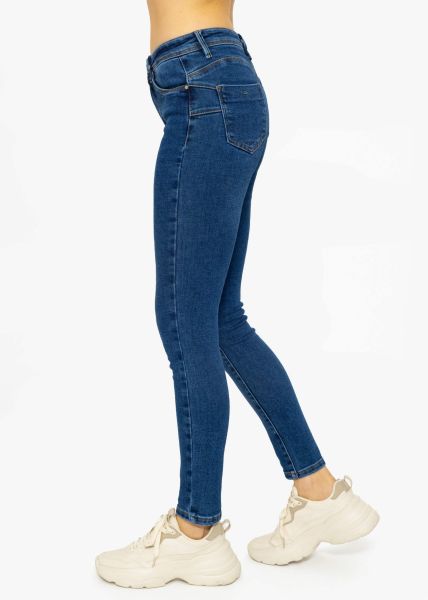 Stretchy Mid Waist Push Up Jeans - blue