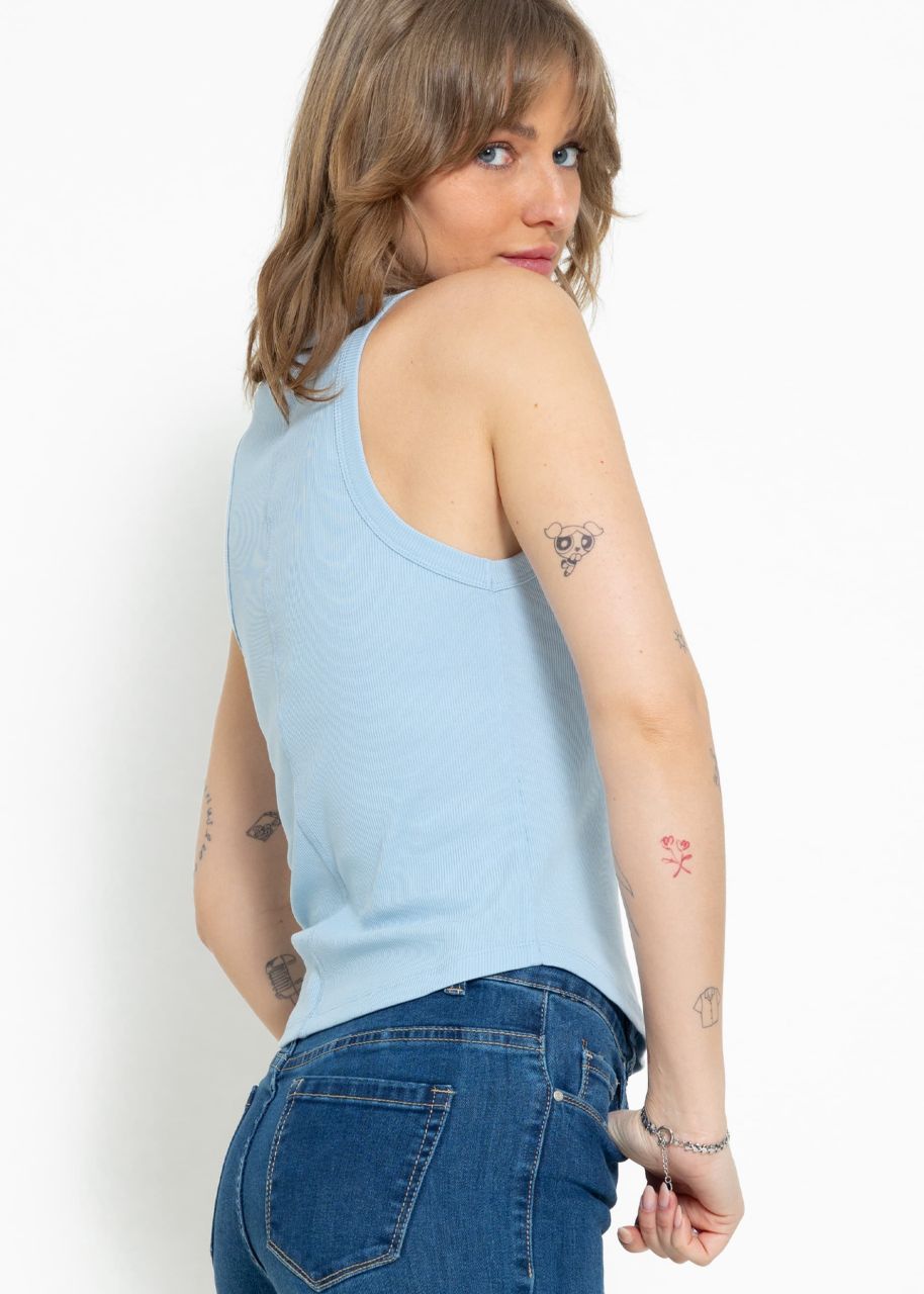 Tank top with embroidery - light blue