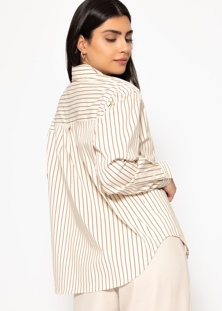 Striped shirt blouse - beige