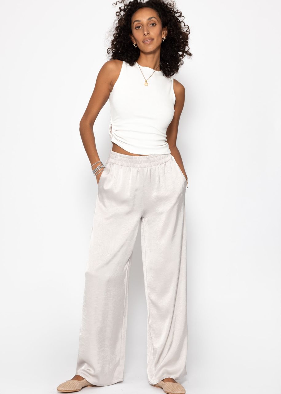 Satin wide-leg trousers - light grey