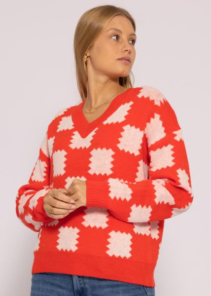 Pullover mit Muster, orange