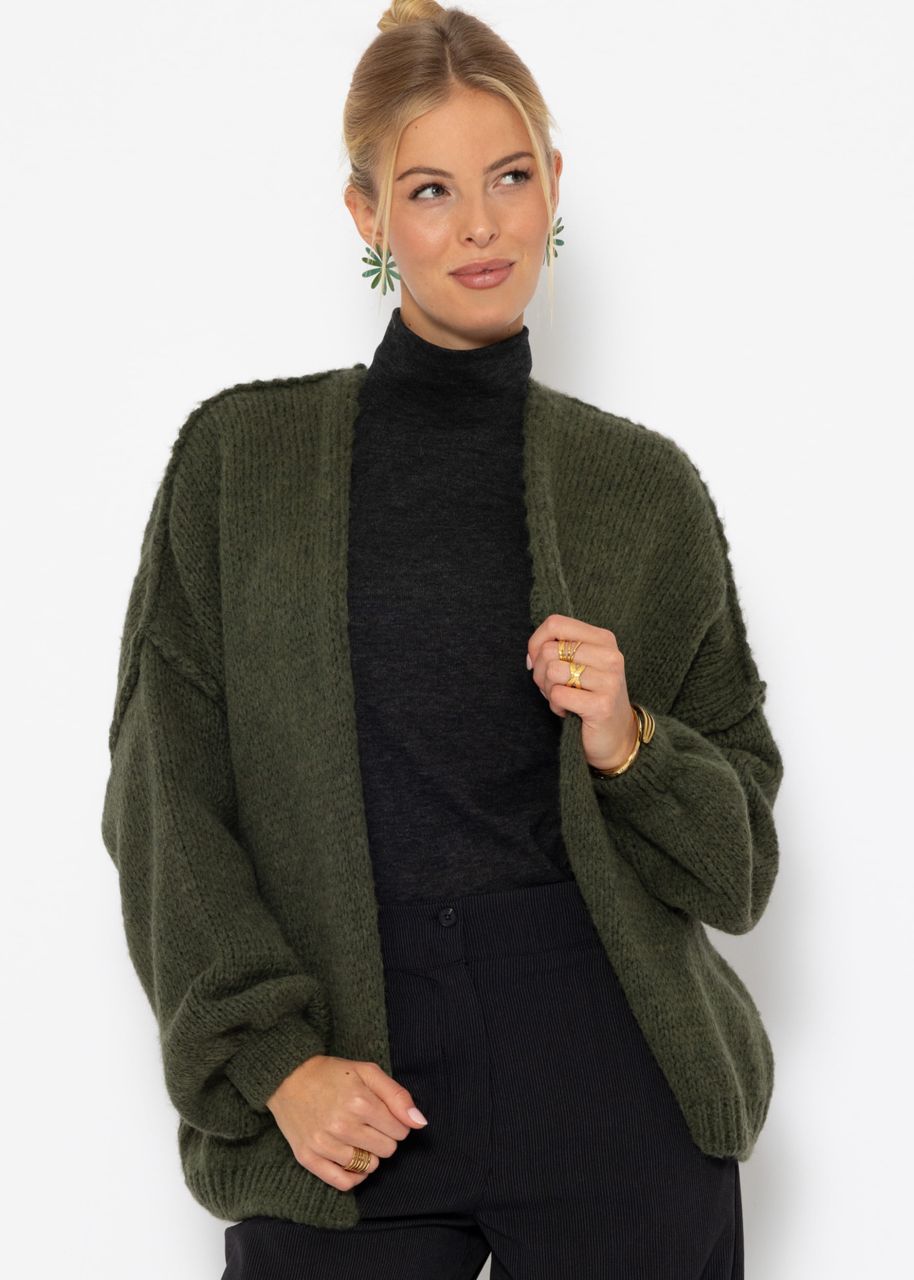 Casual cardigan with outer seams - dark green