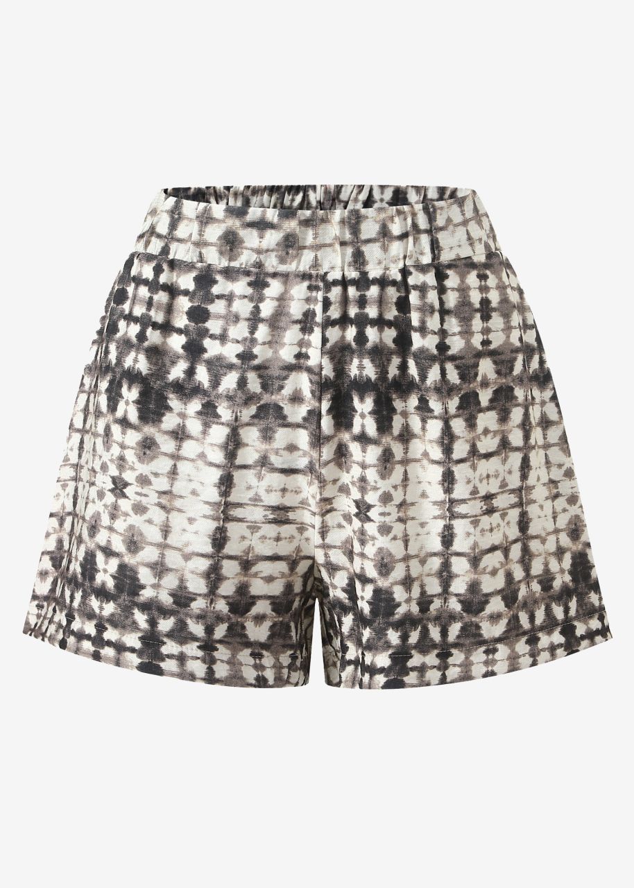 Viscose shorts with print - taupe
