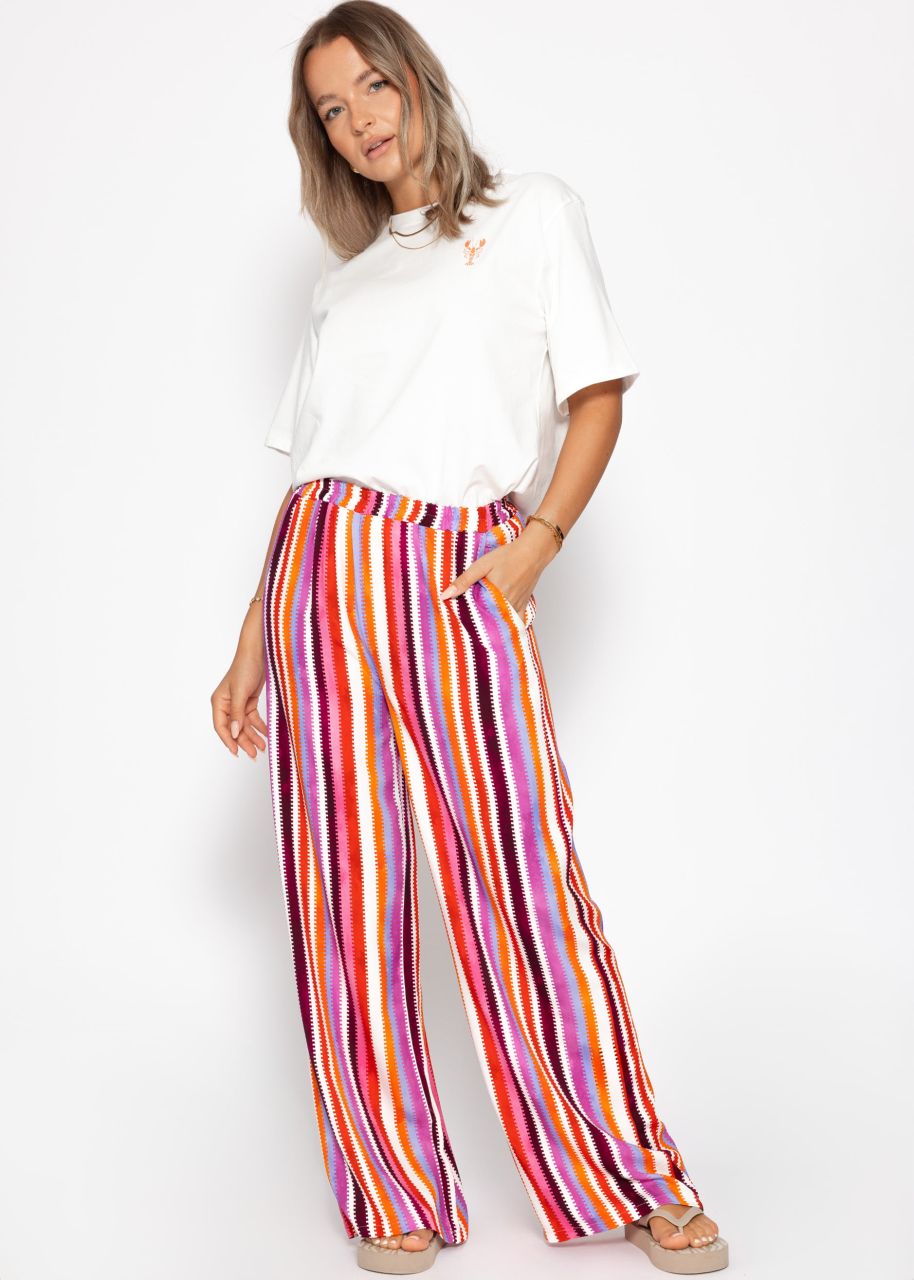 Patterned trousers with wide leg - pink