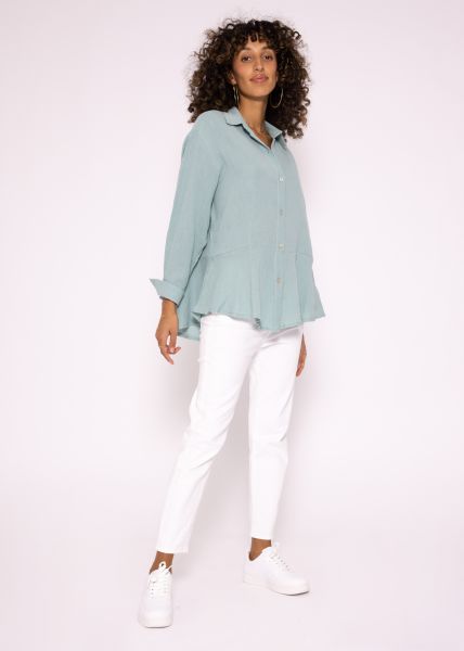 Muslin blouse with flounce, light green