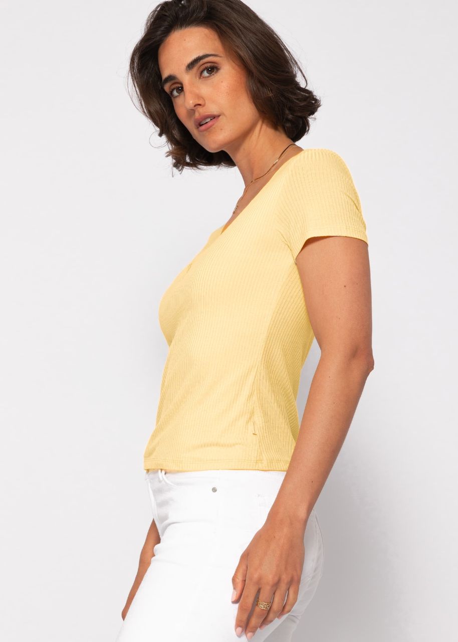 Ribbed T-shirt - yellow