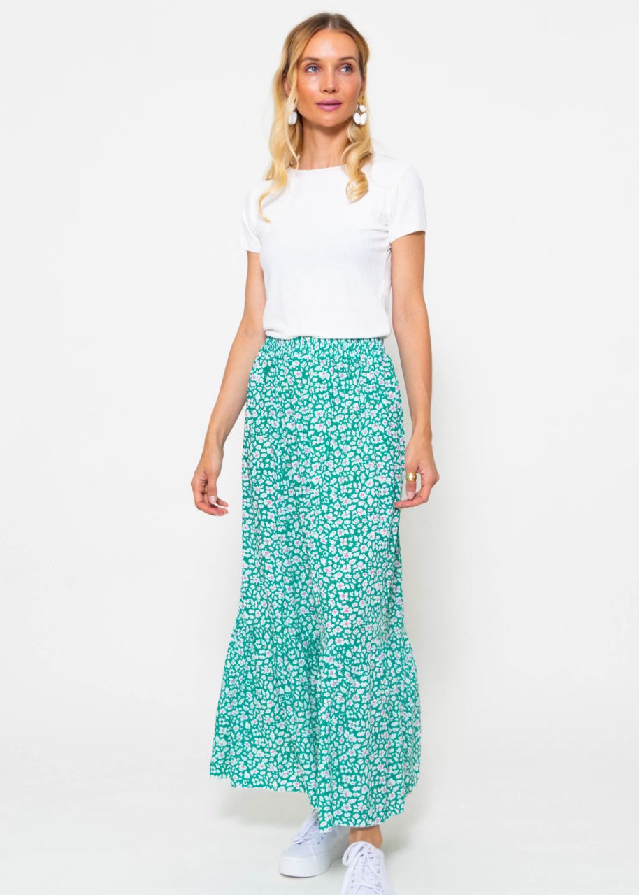 Maxi skirt with print, turquoise
