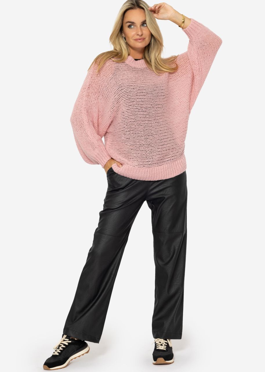 Loose knit jumper with batwing sleeves - pink