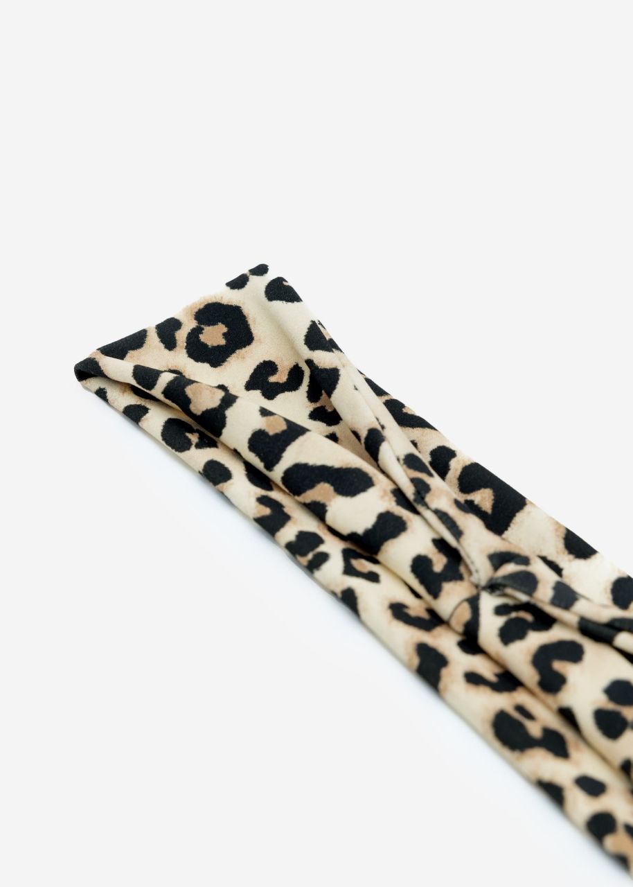 Hairband with leo print - beige