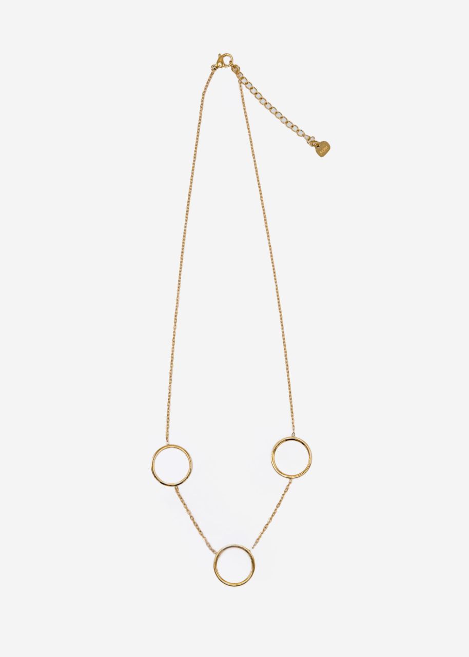 Necklace with 3 circles, gold