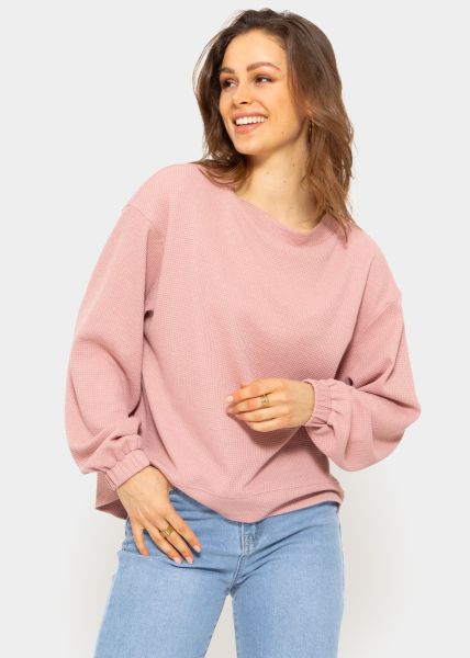Long-sleeved shirt in waffle piqué - pink