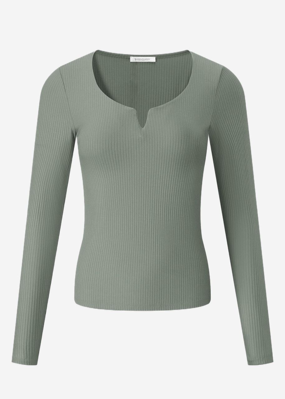 Ribbed long sleeve shirt - khaki