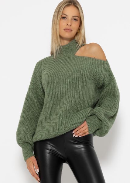 Oversize cut-out sweater - sage green