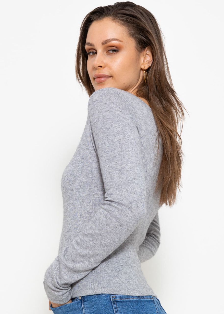 Long sleeve shirt with cut-out detail - grey