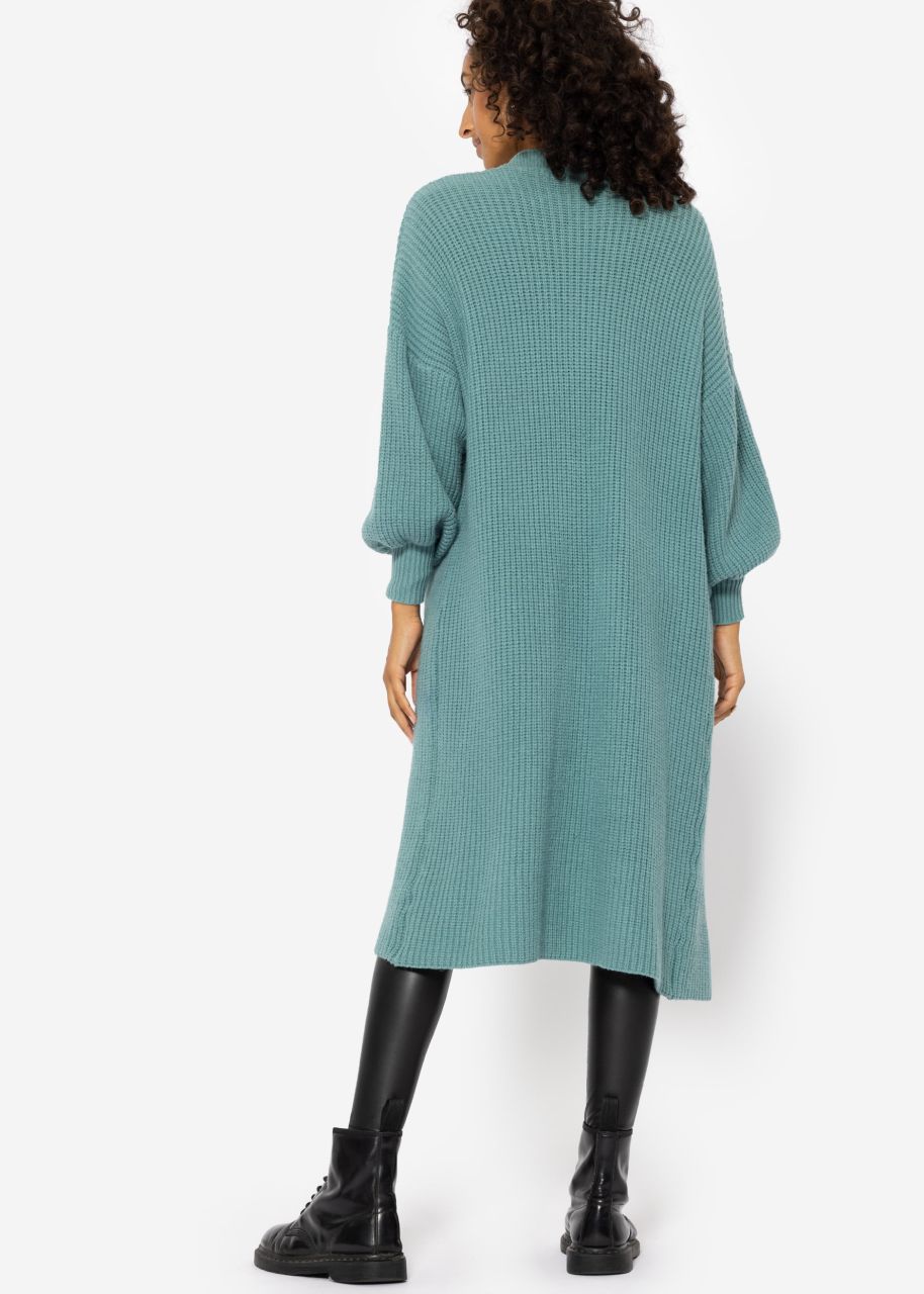 Long super soft cardigan with pockets - petrol green