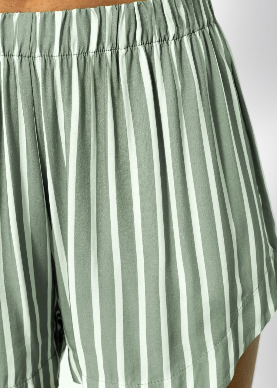 Striped viscose shorts - sage green