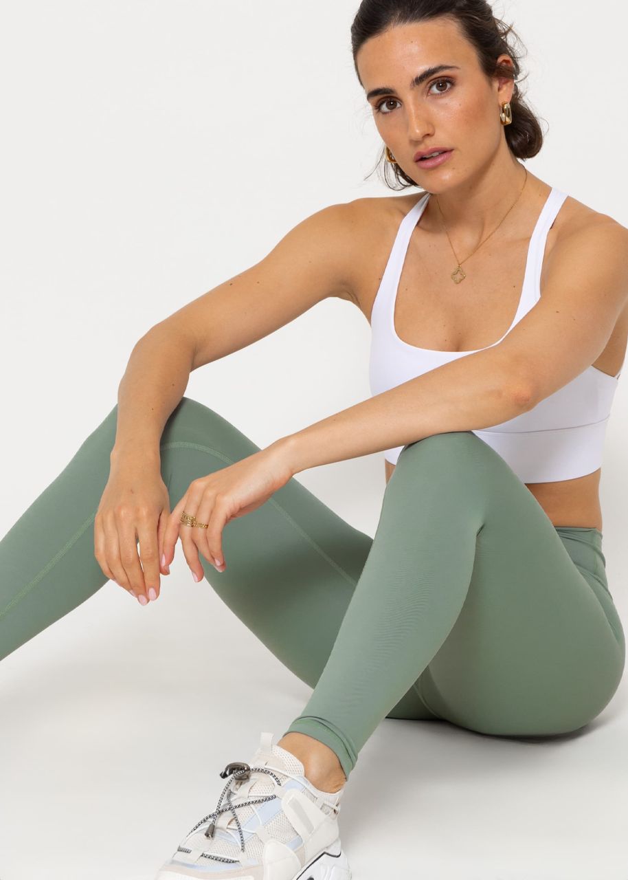 High waist sports leggings - khaki