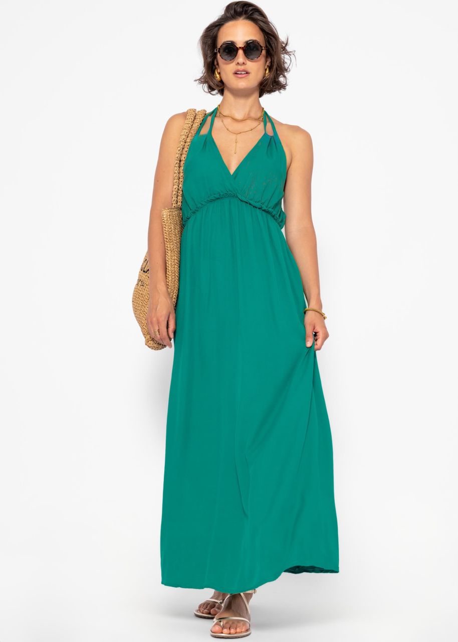 Halter neck maxi dress - green