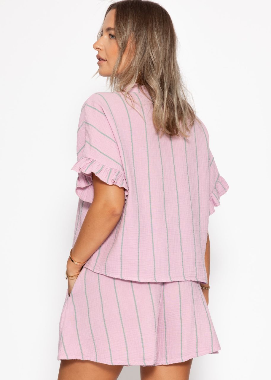 Striped muslin shorts - pink