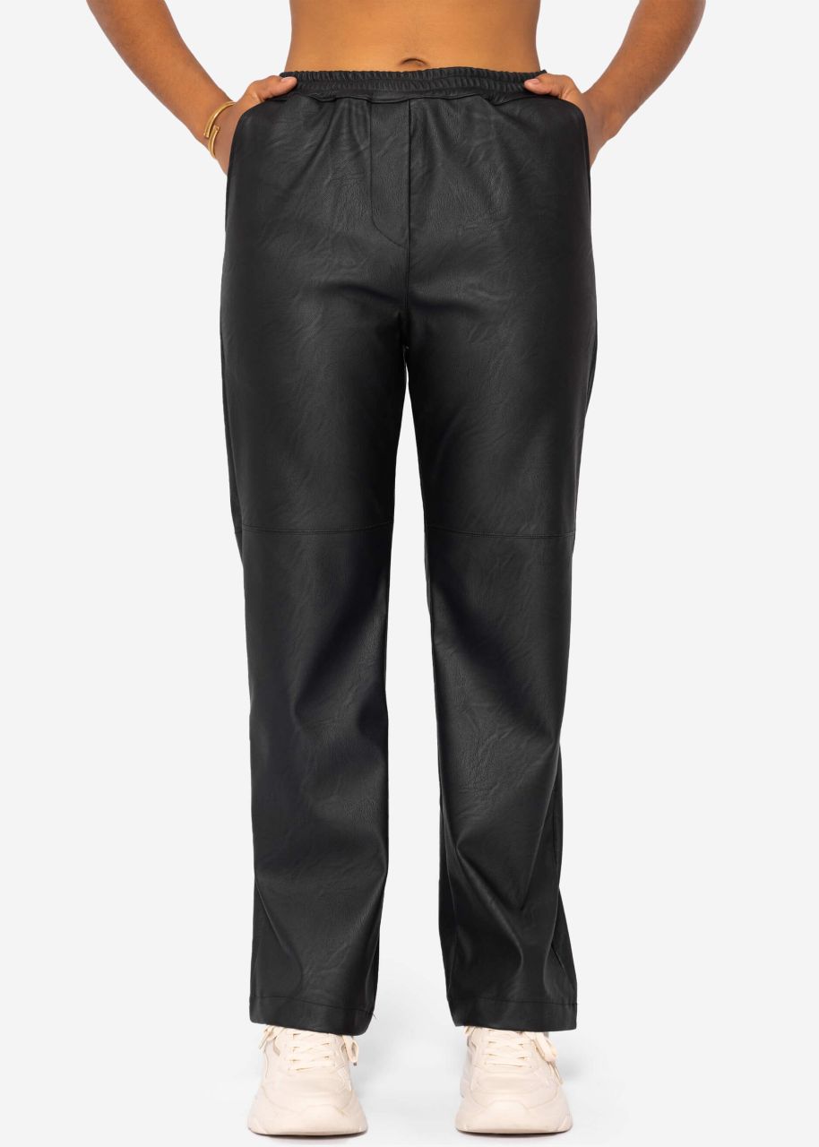 Synthetic leather trousers - black